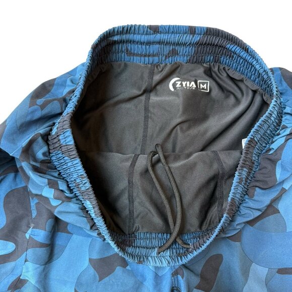 Zyia Athletic Shorts Mens Medium Active Blue Camo Lined Gym Training Stretch - Picture 8 of 10